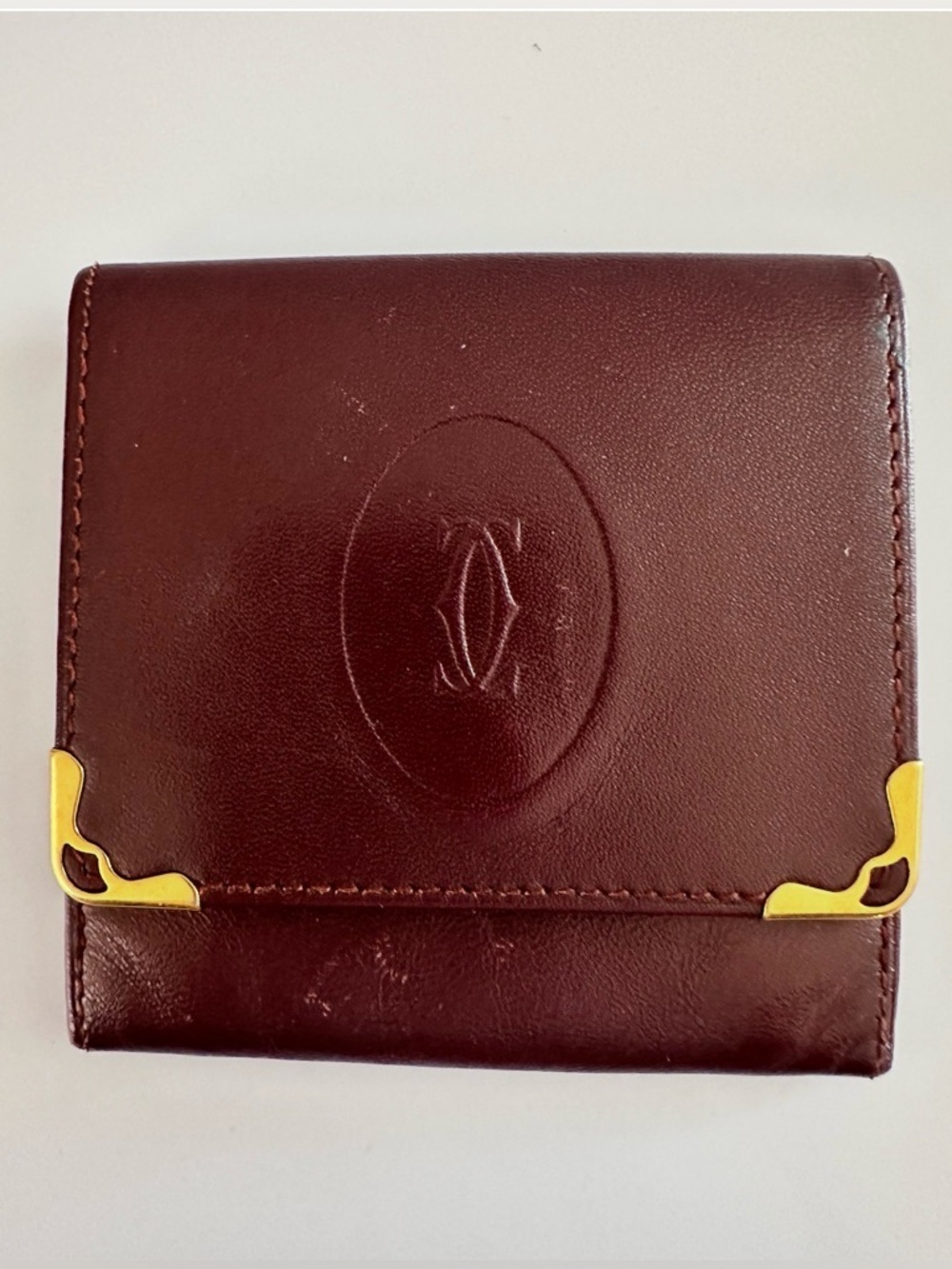 Cartier Burgundy Coin Pouch - Authentic